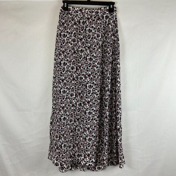 Comptoir Des Cotonniers Skirt XS White Red Blue Floral Button Front Midi - Picture 7 of 11